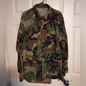 Vintage Camouflage Button-Up Shirt Jacket Size Large Regular